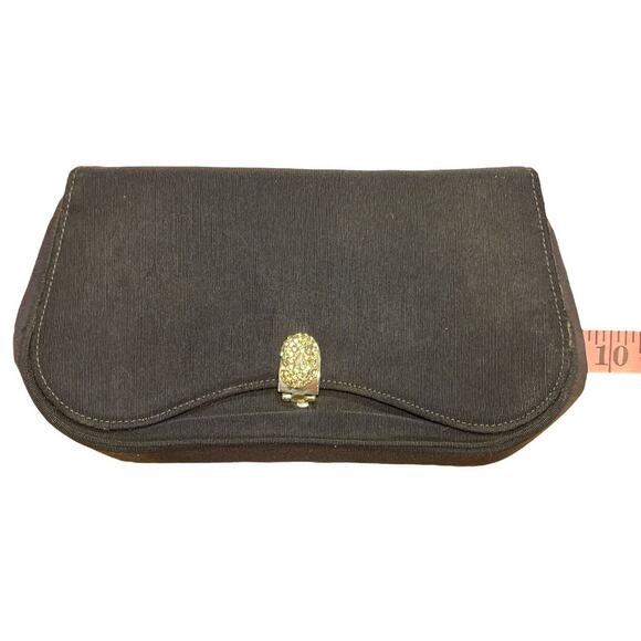 Vintage 50s Garay Clutch Purse Evening Bag Rhinestone Clasp Coin Purse Navy Blue - Picture 9 of 15